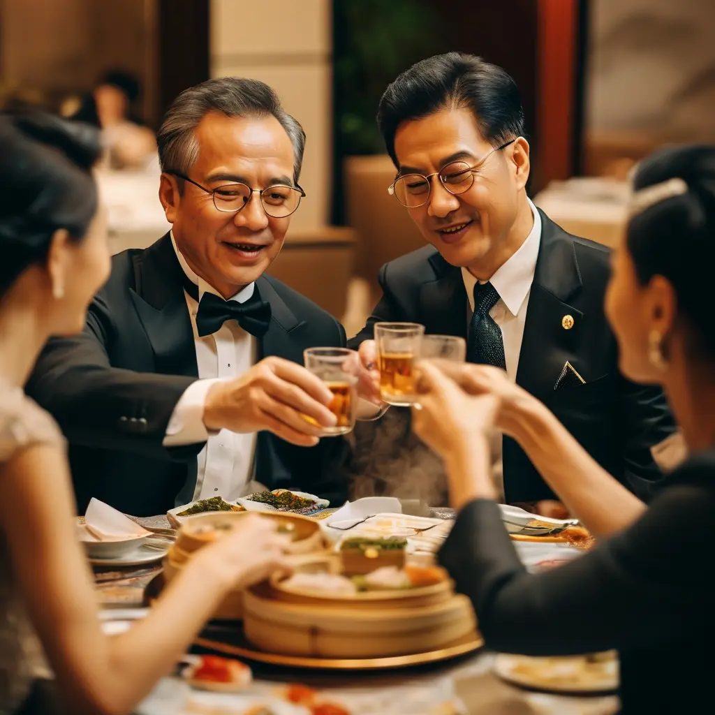 兩家人酒樓相聚
